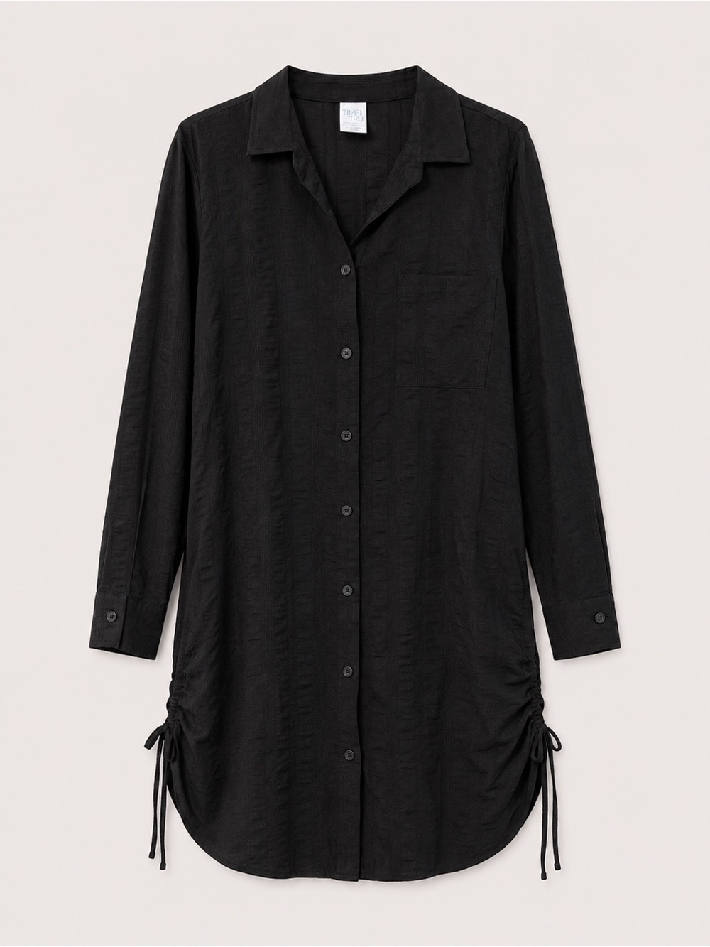 Time and Tru Black Collared Shirt Dress